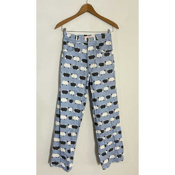 Lisa Says Gah 27 Jeans Robyn Counting Sheep High Rise Blue Slim Waist Slight Leg - Picture 4 of 11